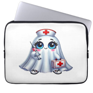 Cute Halloween ghost in a nurse's uniform Classic  Laptop Sleeve