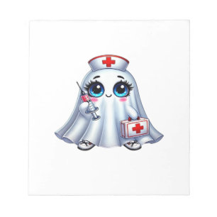 Cute Halloween ghost in a nurse's uniform Classic Notepad