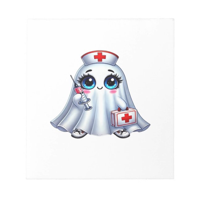 Cute Halloween ghost in a nurse's uniform Classic  Notepad (Front)