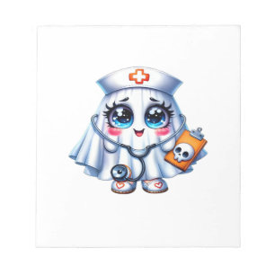 Cute Halloween ghost in a nurse's uniform Classic Notepad