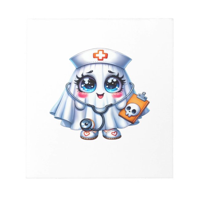 Cute Halloween ghost in a nurse's uniform Classic  Notepad (Front)