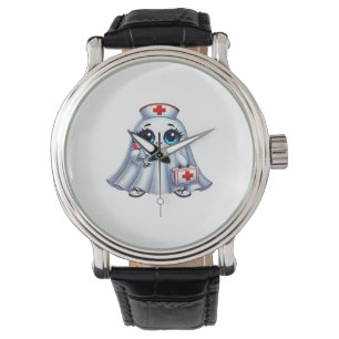Cute Halloween ghost in a nurse's uniform Classic  Watch