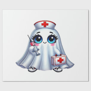 Cute Halloween ghost in a nurse's uniform Classic Wrapping Paper