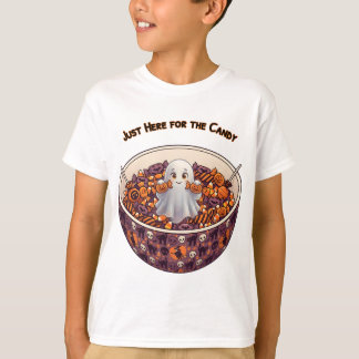 Cute Halloween Ghost in Candy Bowl T-Shirt