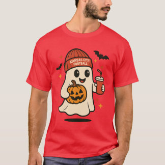 Cute Halloween Ghost KANSAS CITY FOOTBALL with Pum T-Shirt