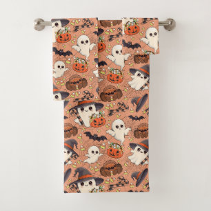 Cute Halloween Ghost Kawaii Style Bath Towel Set