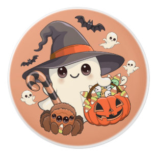 Cute Halloween Ghost Kawaii Style Ceramic Knob
