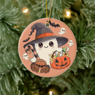 Cute Halloween Ghost Kawaii Style Ceramic Ornament