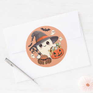 Cute Halloween Ghost Kawaii Style Classic Round Sticker