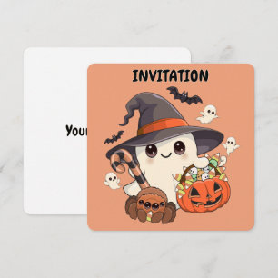 Cute Halloween Ghost Kawaii Style Invitation