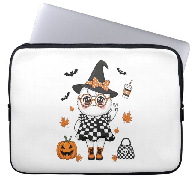 Cute Halloween Ghost Laptop Sleeve (Front)