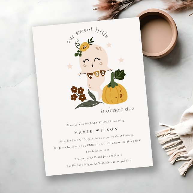 Cute Halloween Ghost Little Boo Baby Shower Invite (Creator Uploaded)