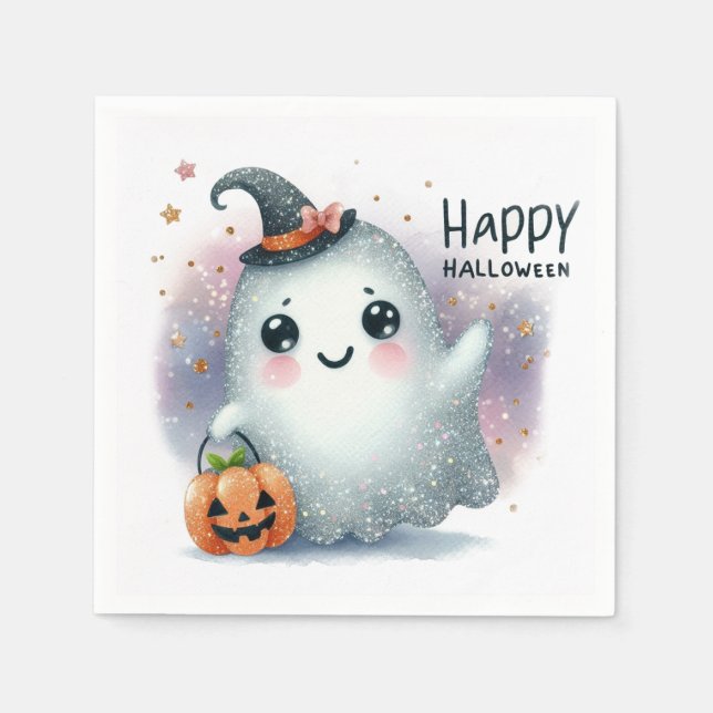 Cute Halloween Ghost Napkin (Front)