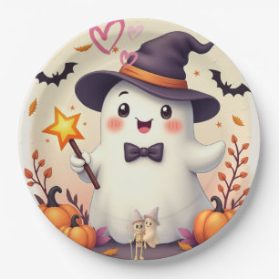 Cute Halloween Ghost Paper Plate – Witch