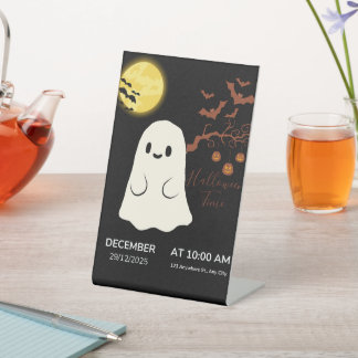 Cute Halloween Ghost Party Invitation Pedestal Sign