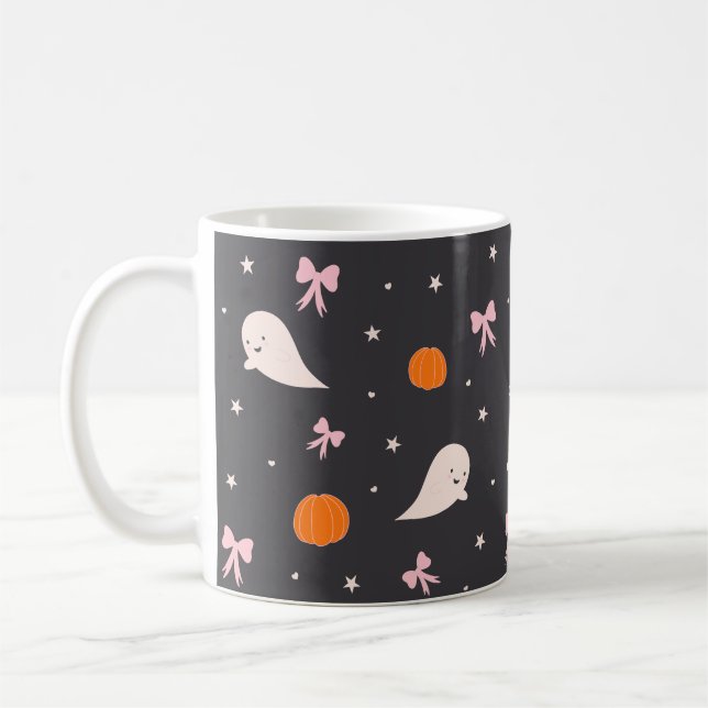 Cute Halloween Ghost Pattern Mug | Black (Left)