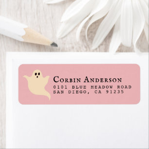 Cute Halloween Ghost Pink Return Address Label