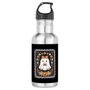 Cute Halloween Ghost Pumpkin Floral T-Shirt Design 532 Ml Water Bottle