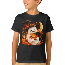 Cute Halloween Ghost Pumpkin Kids T-Shirt