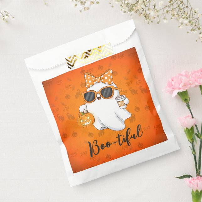 Cute Halloween Ghost Pumpkin Spice Personalised Favour Bag (Sealed)
