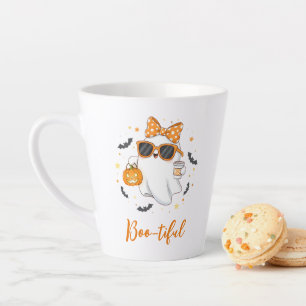 Cute Halloween Ghost Pumpkin Spice Personalised Latte Mug