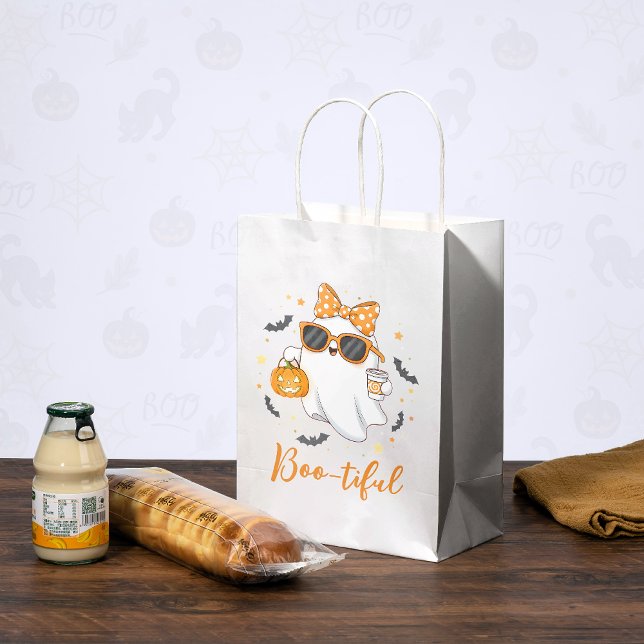 Cute Halloween Ghost Pumpkin Spice Personalised Medium Gift Bag (Creator Uploaded)
