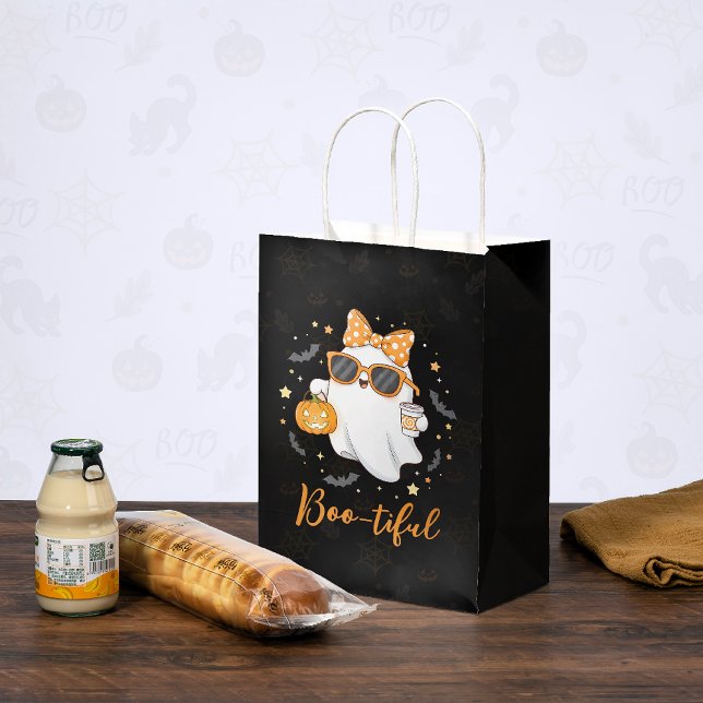 Cute Halloween Ghost Pumpkin Spice Personalised Medium Gift Bag (Creator Uploaded)