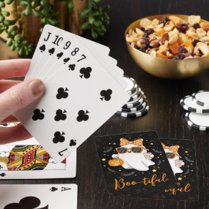 Cute Halloween Ghost Pumpkin Spice Personalised Playing Cards