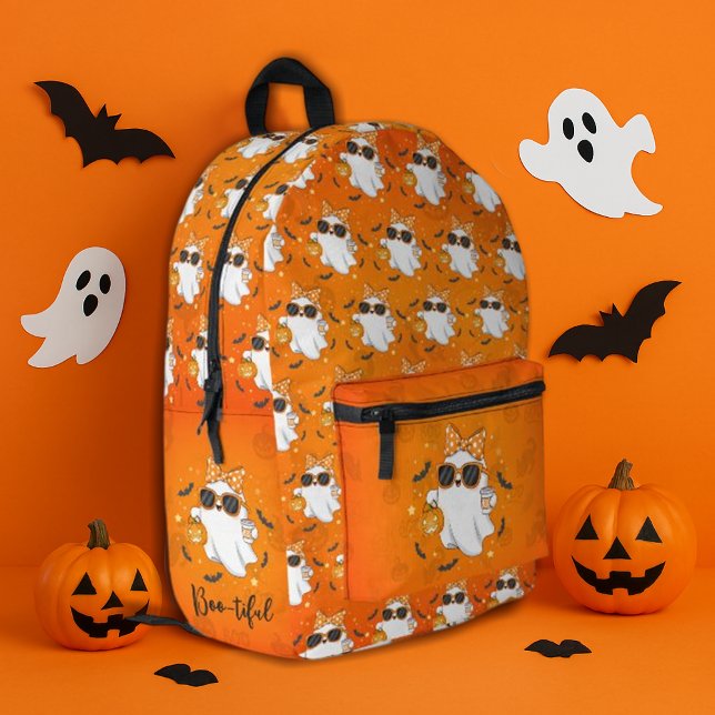 Cute Halloween Ghost Pumpkin Spice Personalised Printed Backpack (Creator Uploaded)