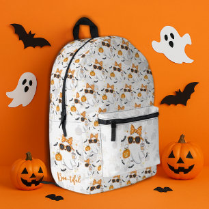 Cute Halloween Ghost Pumpkin Spice Personalised Printed Backpack