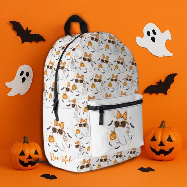 Cute Halloween Ghost Pumpkin Spice Personalised Printed Backpack (Creator Uploaded)