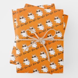 Cute Halloween Ghost Pumpkin Spice Personalised Wrapping Paper Sheet