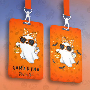 Cute Halloween Ghost Pumpkin Spice Personalized ID Badge