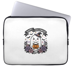 Cute Halloween Ghost Pumpkin Vintage Shirt Design_ Laptop Sleeve