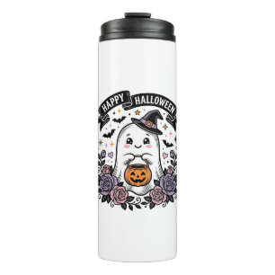 Cute Halloween Ghost Pumpkin Vintage Shirt Design_ Thermal Tumbler