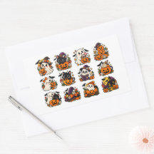 Cute Halloween Ghost Pumpkin Witch Retro Sticker