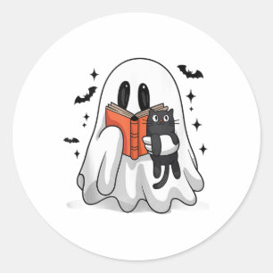 Cute Halloween Ghost Reading Book Tank Top_1  Classic Round Sticker