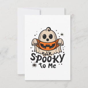 Cute Halloween Ghost Retro : Talk Spooky To Me Thank You Card