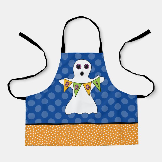 Cute Halloween Ghost saying Boo! Apron (Front)