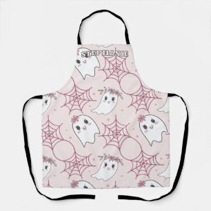 Cute Halloween Ghost & Spiderweb Pattern (2) Apron