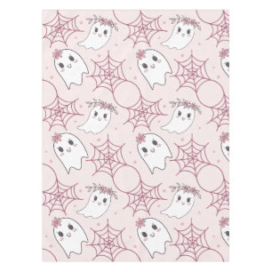 Cute Halloween Ghost & Spiderweb Pattern (2) Tablecloth