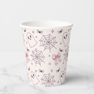 Cute Halloween Ghost & Spiderweb Pattern Paper Cups
