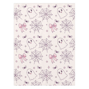 Cute Halloween Ghost & Spiderweb Pattern Tablecloth