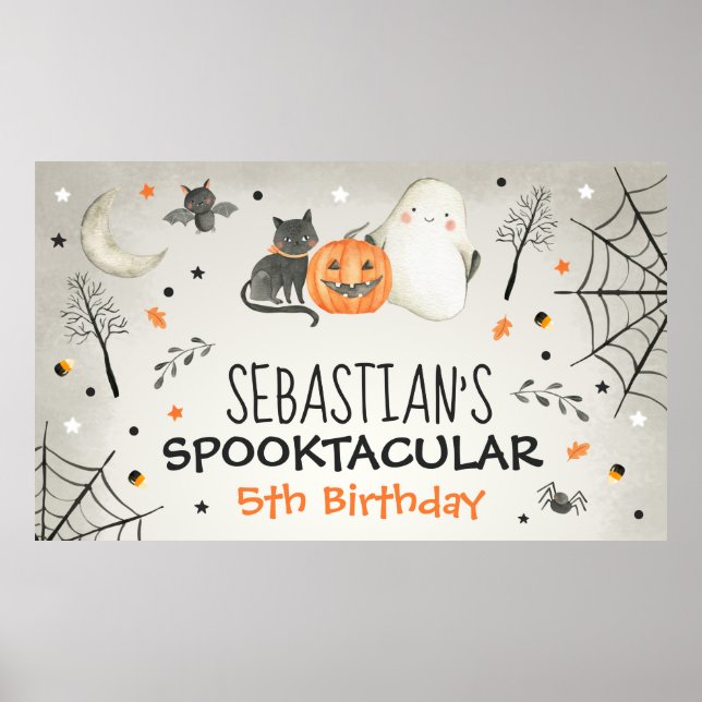 Cute Halloween Ghost Spooktacular Birthday Poster (Front)