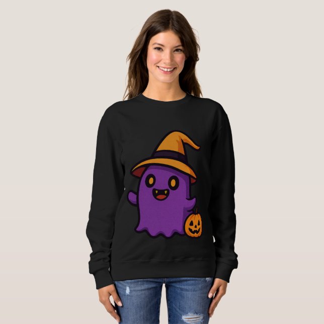 Cute Halloween Ghost Sticker  Sweatshirt (Front Full)