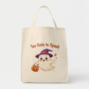 Cute Halloween Ghost Tote Bag “Too Cute to Spook "