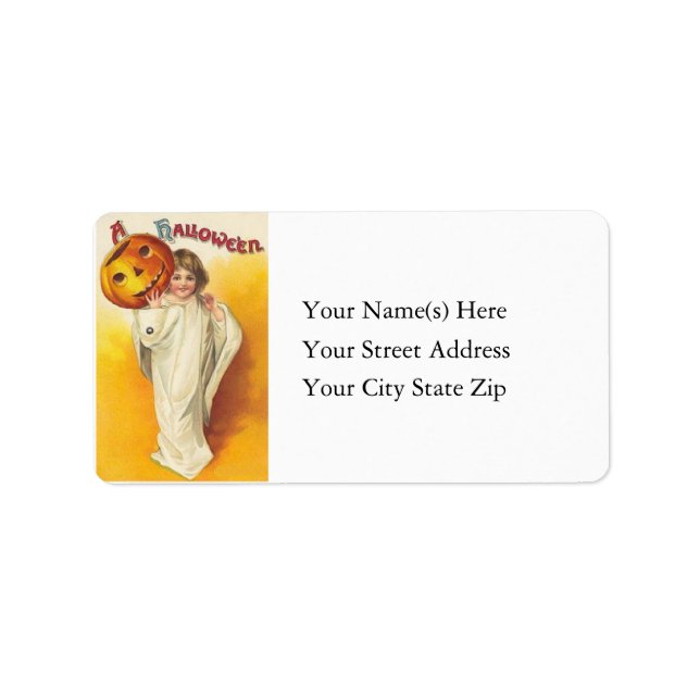 Cute Halloween Ghost Vintage Address Label (Front)