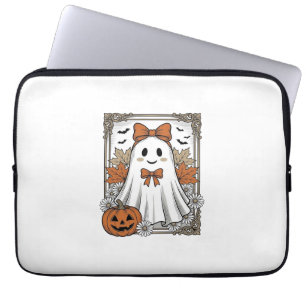 Cute Halloween Ghost Vintage Engraving Shirt Desig Laptop Sleeve