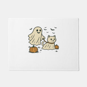 Cute Halloween Ghost Walking Ghost Cat Classic T-S Doormat
