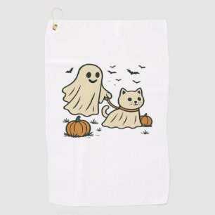 Cute Halloween Ghost Walking Ghost Cat Classic T-S Golf Towel